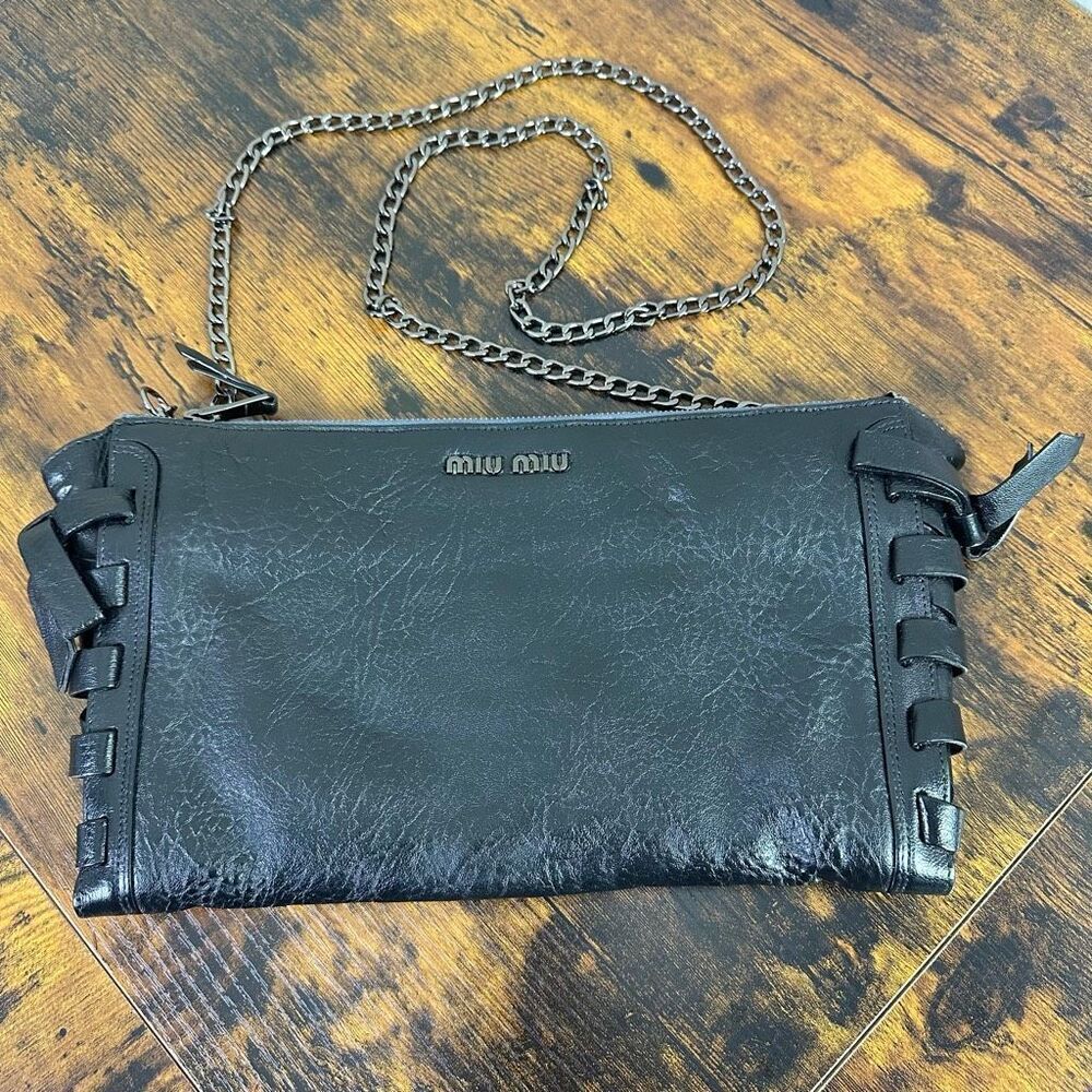 Miu Miu Black Leather Clutch